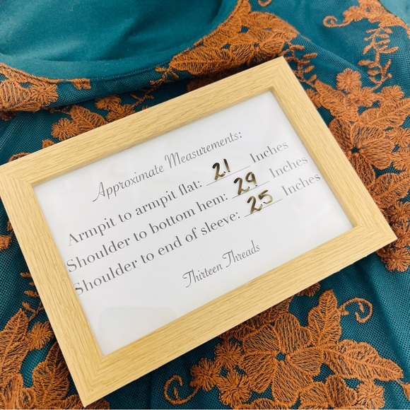 LOGO Lavish By Lori Goldstein Teal Lace Overlay Lagenlook Blouse - Picture 9 of 9